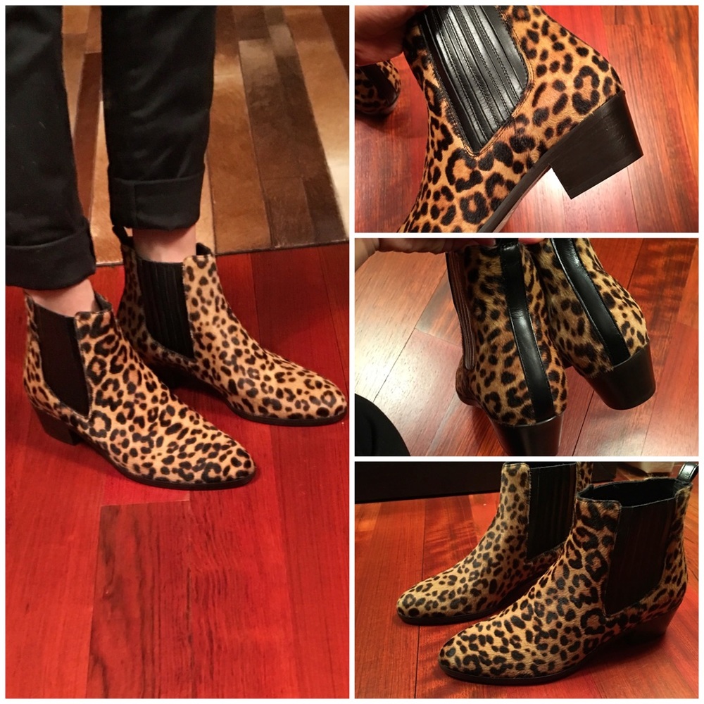 JCrew Leopard Calf Hair Chelsea boots, US6